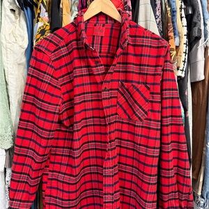 HUGO Red and Black Plaid Button-Down Shirt